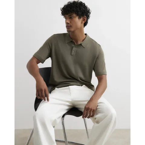 River Island Slim Fit Knitted Polo Shirt