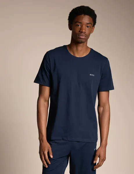 Boss Cotton Rich Crew Neck T-Shirt Navy