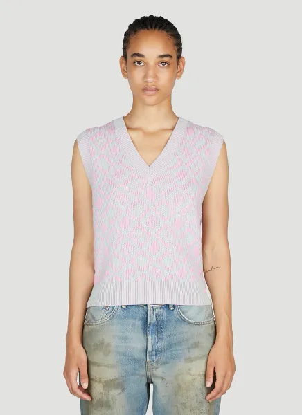 Diamond Jacquard Sleeveless Sweater