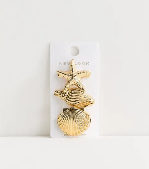 Gold Tone Pack Of 3 Coastal Hair Slides