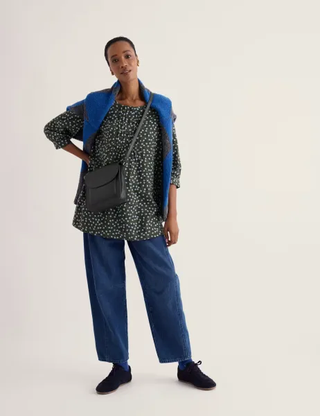 Seasalt Cornwall Cotton Rich Floral Pintuck Tunic Blue Mix