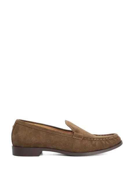 Dune London Leather Flat Loafers Brown