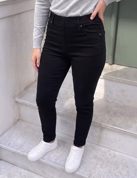 Roman Stretch Denim Elasticated Waist Jeggings Black