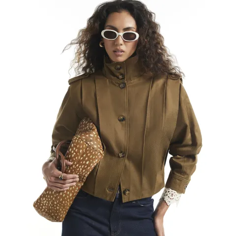 River Island Pleat Detail Crop Jacket