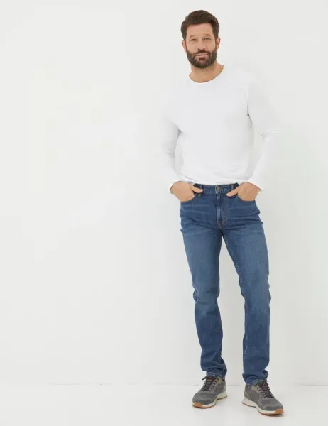 FatFace Straight Fit 5 Pocket Jeans Blue