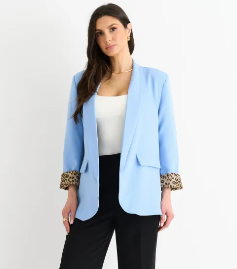 Women's Blue Contrast Trim Blazer