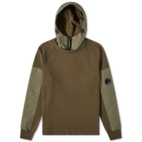 Diagonal Raised Fleece Arm Lens Popover Hoodie