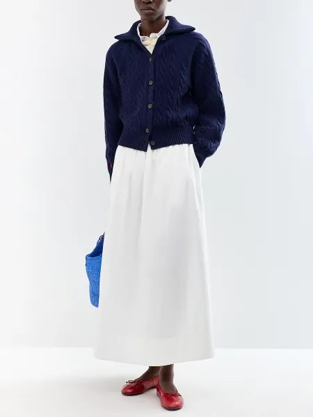 Polo Ralph Lauren Wool & Cashmere Cable Knit Foldover Collar Cardigan