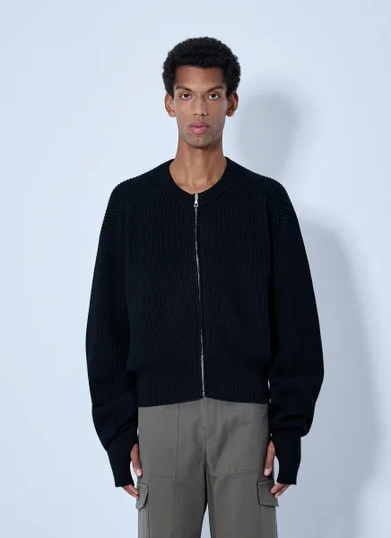 Ribbed Zip-Up Cardigan