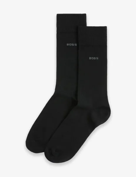 Boss 2 Pack Logo Cotton Rich Socks Black