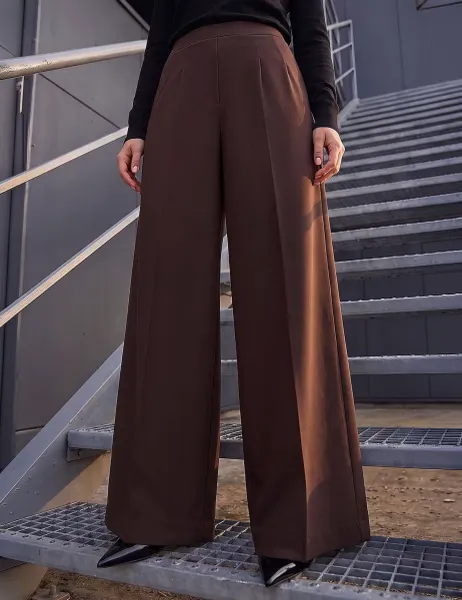 Roman Petite Ponte Wide Leg Trousers Chocolate