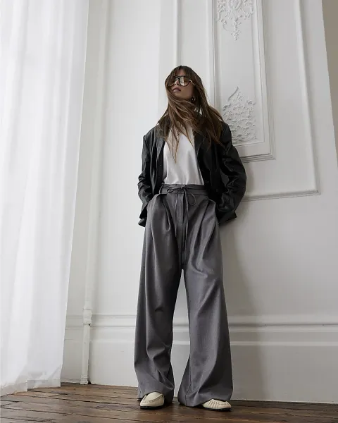 River Island Tie Front High Waisted Trouser