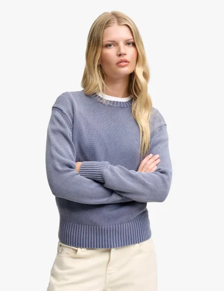 Superdry & Co Pure Cotton Crew Neck Jumper Dark Blue