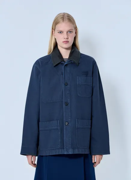 Single-Breasted Garment-Dyed Gabardine Jacket