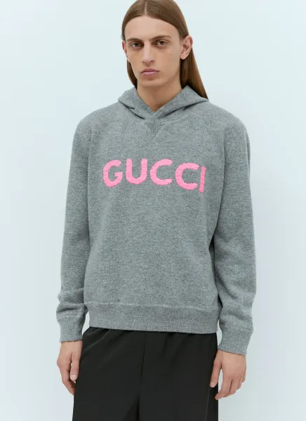 Logo Embroidery Wool Hooded Sweatshirt