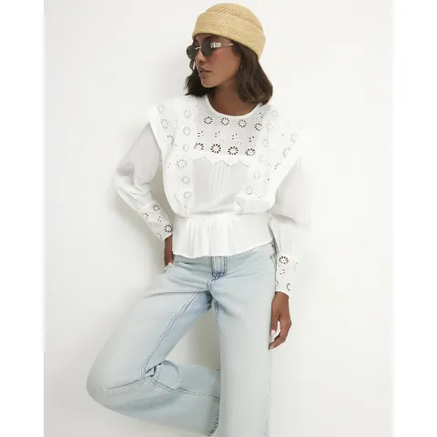 River Island White Cutwork Blouse