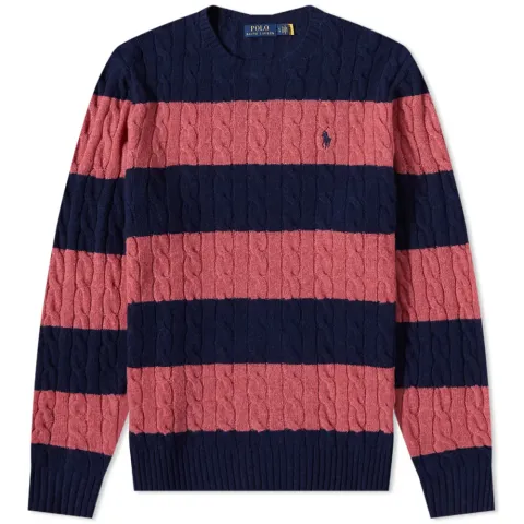 Striped Cable Crew Knit