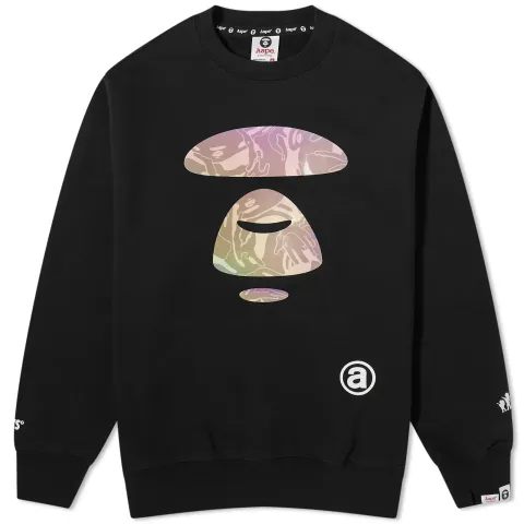 AAPE Big Face Laser Foil Camo Crew Sweat
