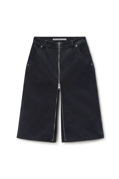 Midi Skort with Front Zip and Utility Details