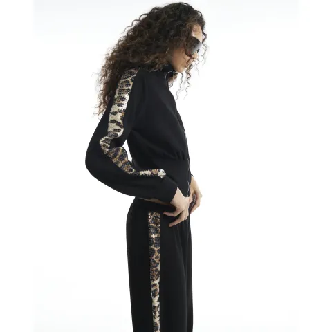 River Island Leopard Sequin Zip Sweatshirt