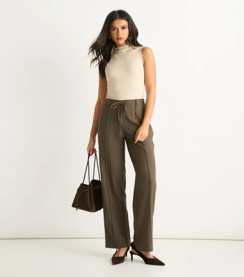 Women's Dark Grey Elasticated Tailored Trousers