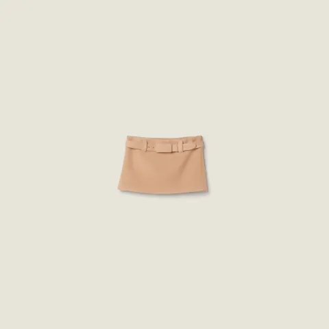 Waxed double wool miniskirt