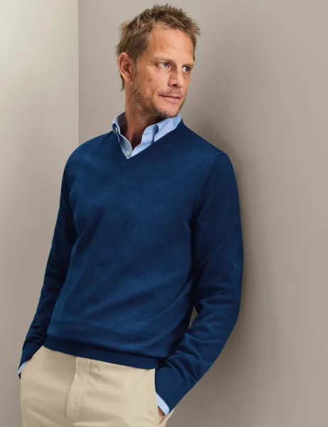 Charles Tyrwhitt Pure Merino Wool V-Neck Jumper Royal Blue
