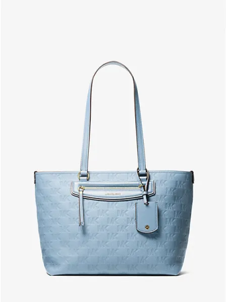 Michael Kors Jet Set Travel Medium Logo Embossed Leather Tote Bag