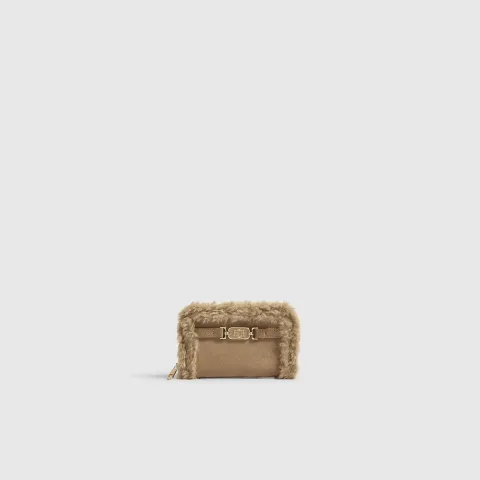 River Island Borg Trim Zip Around Purse