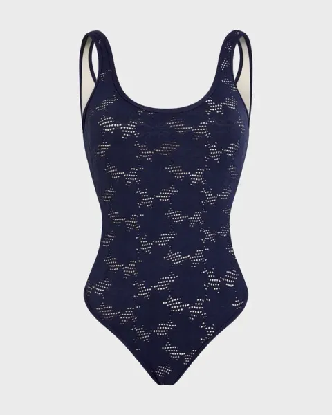 Vilebrequin Women Low-back One-piece Swimsuit Jacquard Fleur Broderie Anglaise