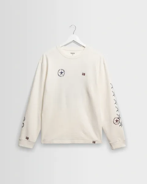 Wax London Hayden - White and Multicolour Graphic Cotton Long-Sleeve t-Shirt