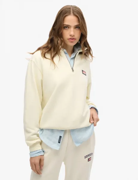 Superdry & Co Pure Cotton New York Half Zip Sweatshirt White