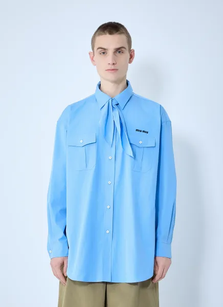Poplin Shirt With Scarf