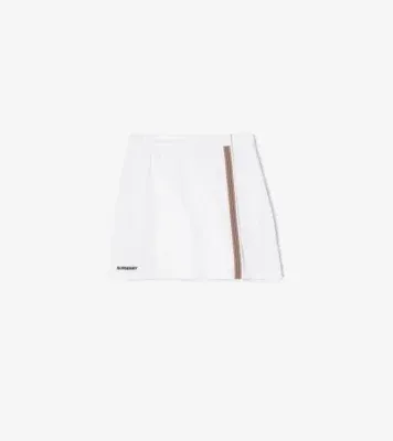 Icon Stripe Stretch Cotton Skort in White