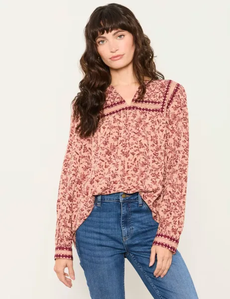 FatFace Floral Notch Neck Blouse Pink Mix