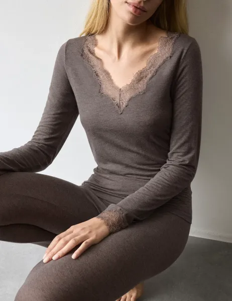 Autograph Modal Rich Thermal Top with Cashmere Brown Marl
