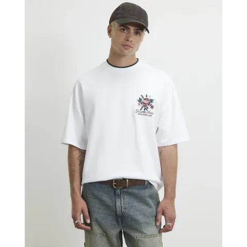 River Island Oversized Floral Embroidered T-Shirt