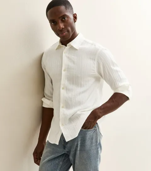 Jack & Jones Men's Off White Kingston Long Sleeve Shirt