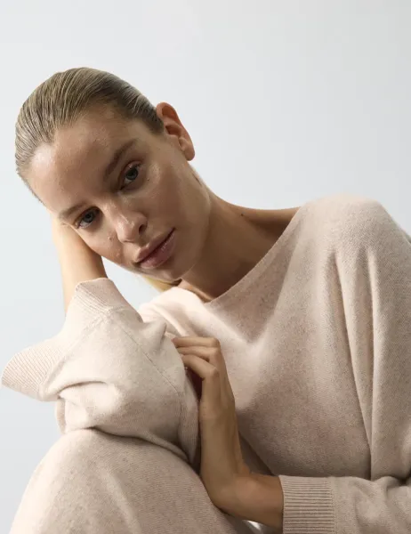 Autograph Merino Wool Blend Lounge Top with Cashmere Oatmeal