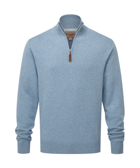 Schöffel Country Porthmeor Pima Cotton Quarter Zip Jumper - Denim Blue