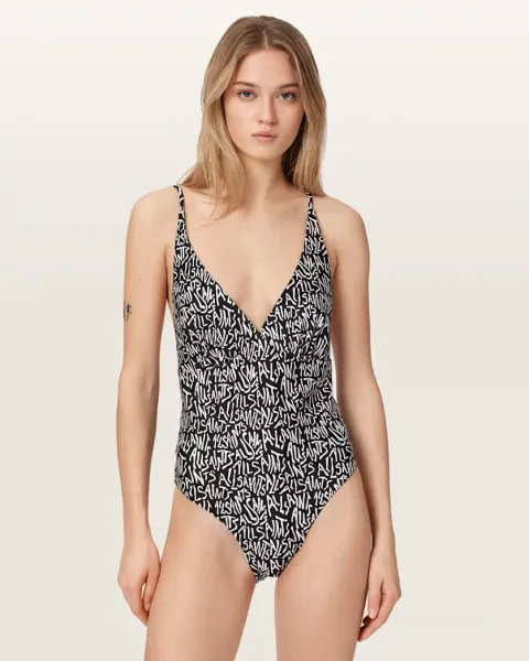 Saph Animal Print V-Neck Swimsuit