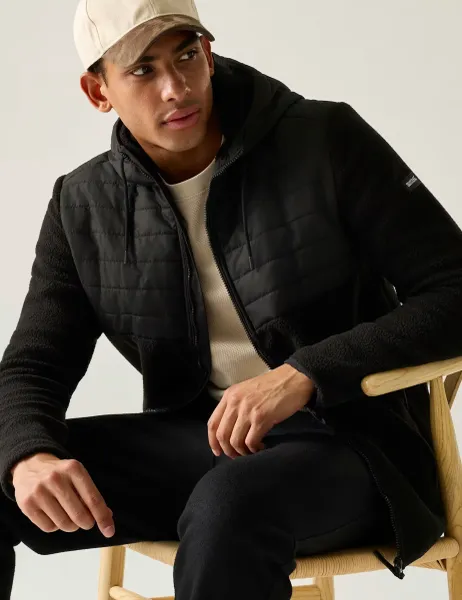 Regatta Frankie Borg Hybrid Zip Up Fleece Hoodie Black