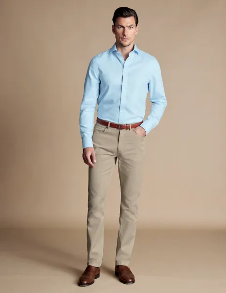 Charles Tyrwhitt Slim Fit Textured 5 Pocket Jeans Stone