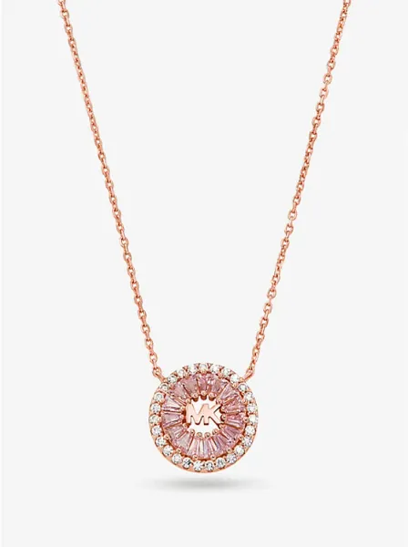 Precious Metal-Plated Sterling Silver Pavé Halo Necklace
