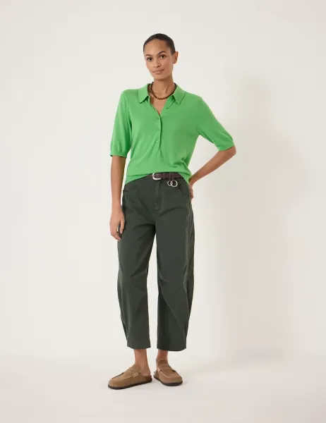 HUSH Wool Blend Polo Neck Knitted Top Green