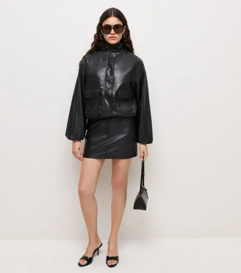 Women's Black Faux Leather Micro Mini Skirt