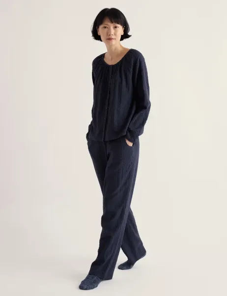 Seasalt Cornwall Pure Cotton Textured Pyjama Set Navy