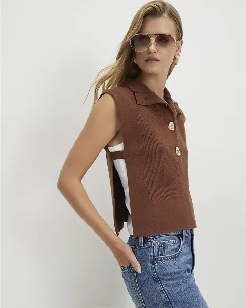 River Island Funnel Neck Knitted Tank