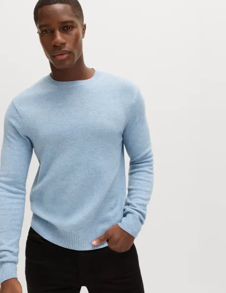 Marks & Spencer Pure Lambswool Crew Neck Jumper Light Blue