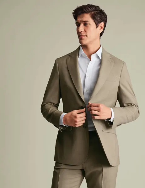 Charles Tyrwhitt Slim Fit Pure Wool Suit Jacket Taupe